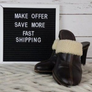 Coach Kacie Style Mules Sz 8.5 with brown leather